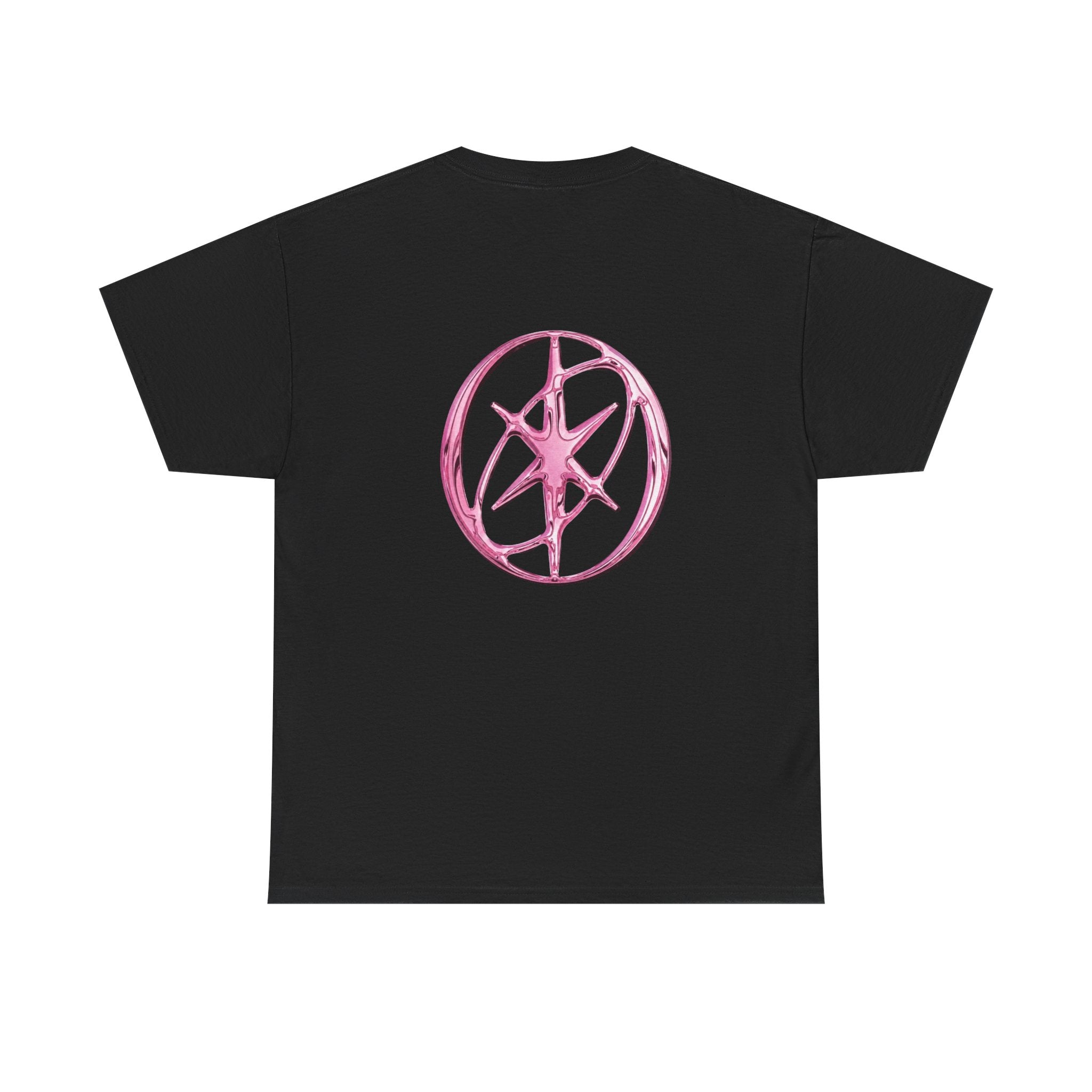 K-Pop Girl Group Photo Tee — Pink Star Emblem Back Print