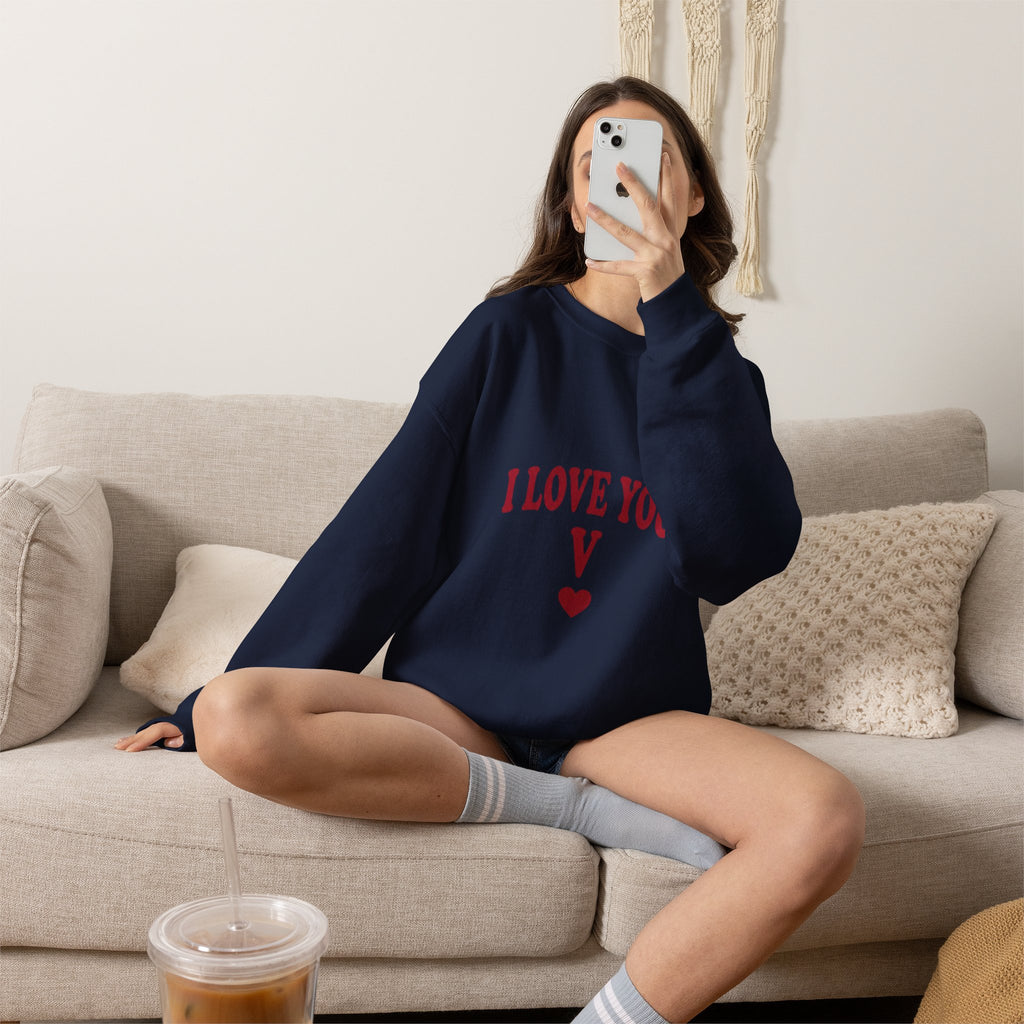 I Love You V sweatshirt | Y2K slogan, nostalgic typography
