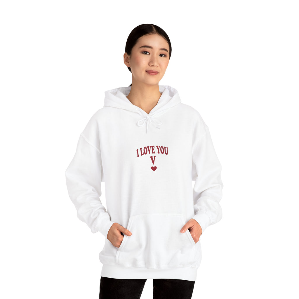 I Love You V heart Hoodie | Y2K slogan, nostalgic typography