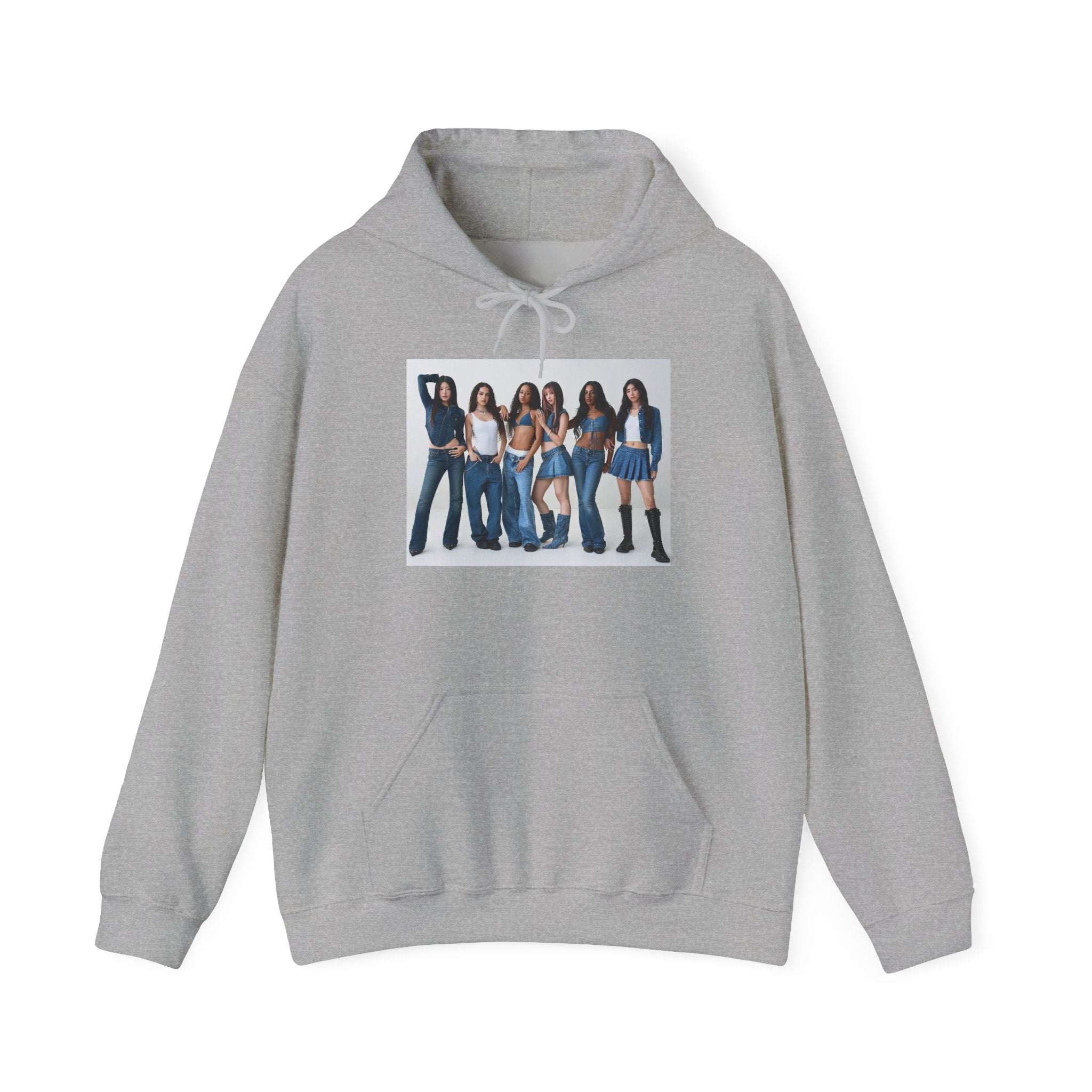 Photo Group Hoodie — Retro Denim Girls Graphic Pullover