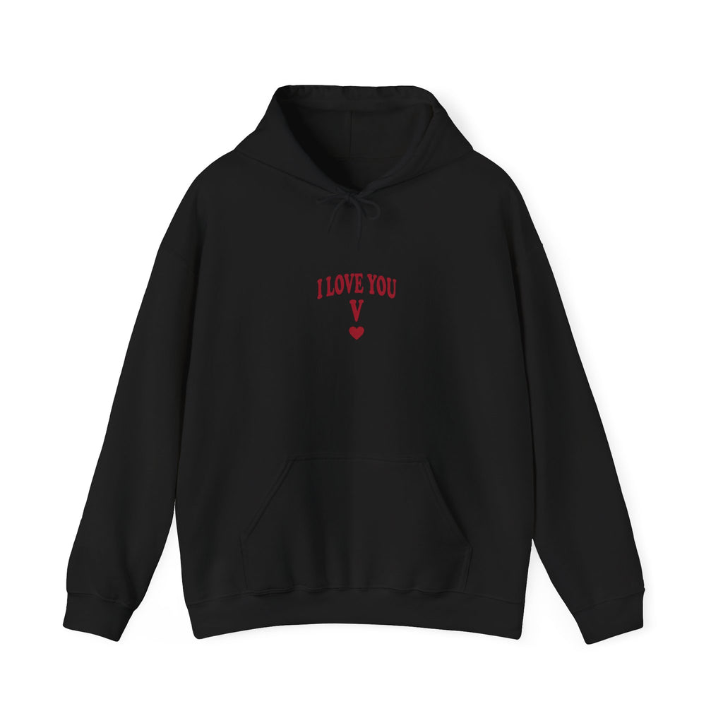 I Love You V heart Hoodie | Y2K slogan, nostalgic typography