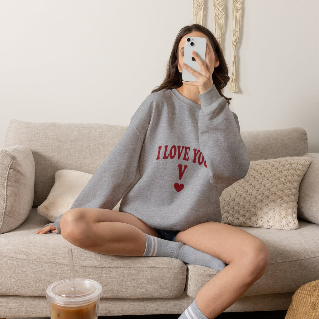I Love You V sweatshirt | Y2K slogan, nostalgic typography