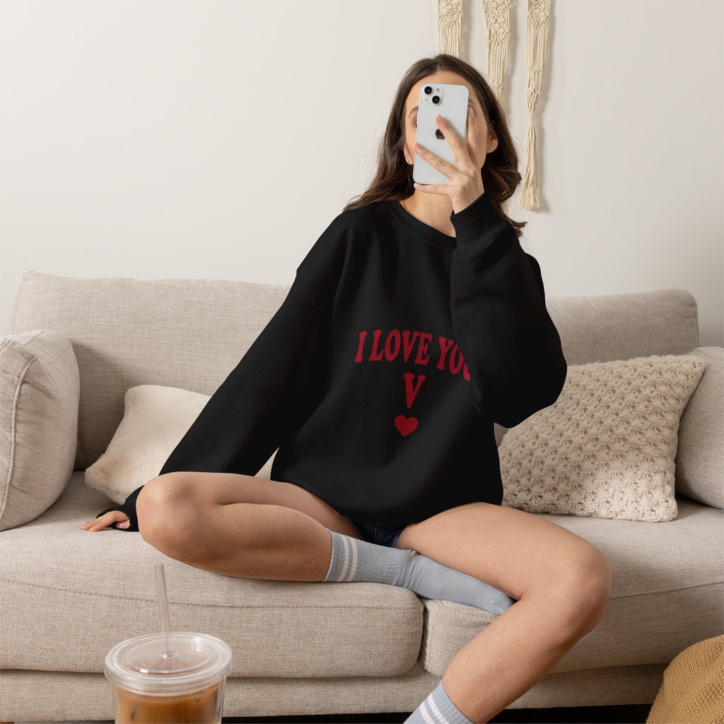 I Love You V sweatshirt | Y2K slogan, nostalgic typography