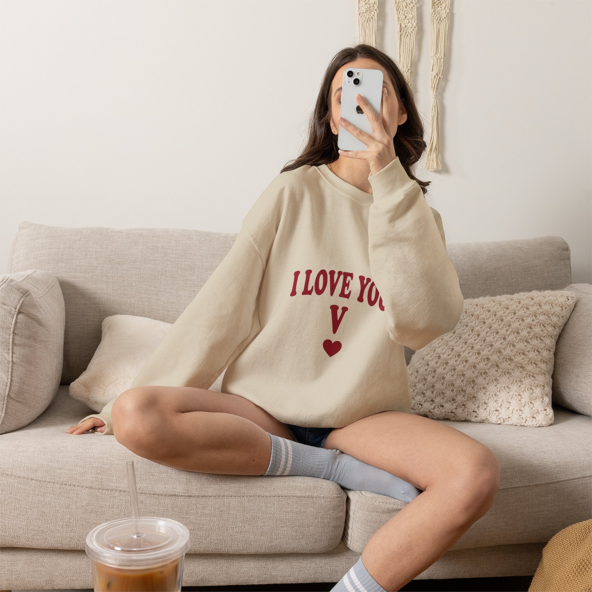 I Love You V sweatshirt | Y2K slogan, nostalgic typography