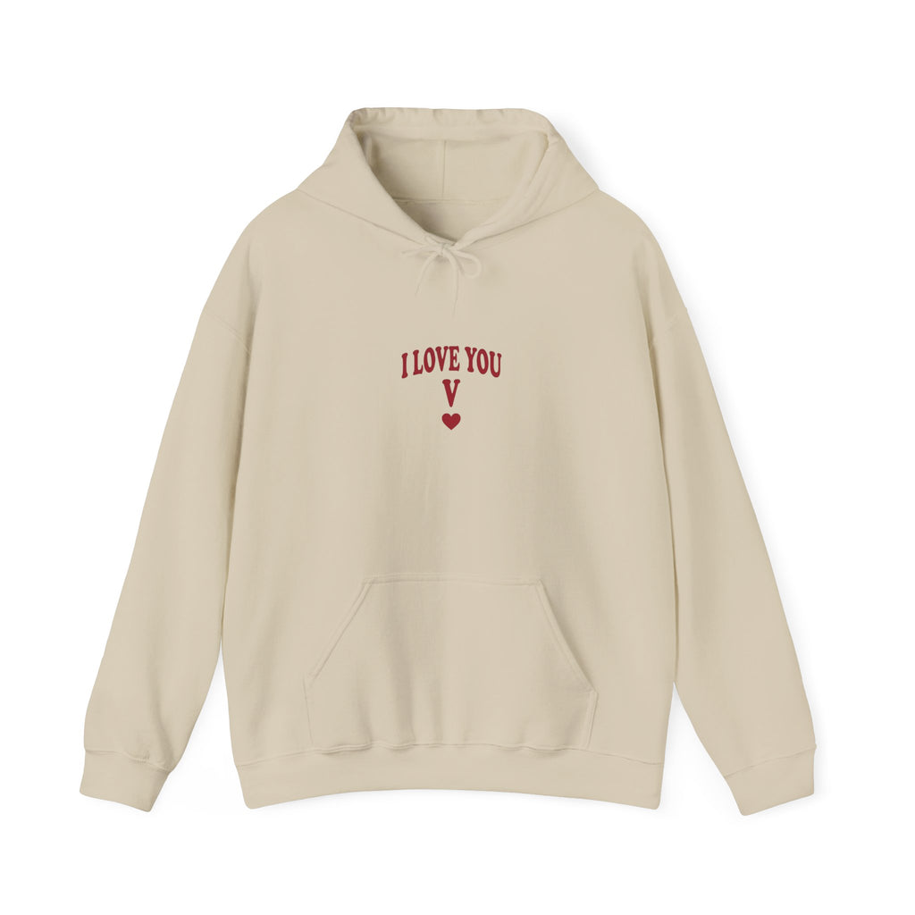I Love You V heart Hoodie | Y2K slogan, nostalgic typography