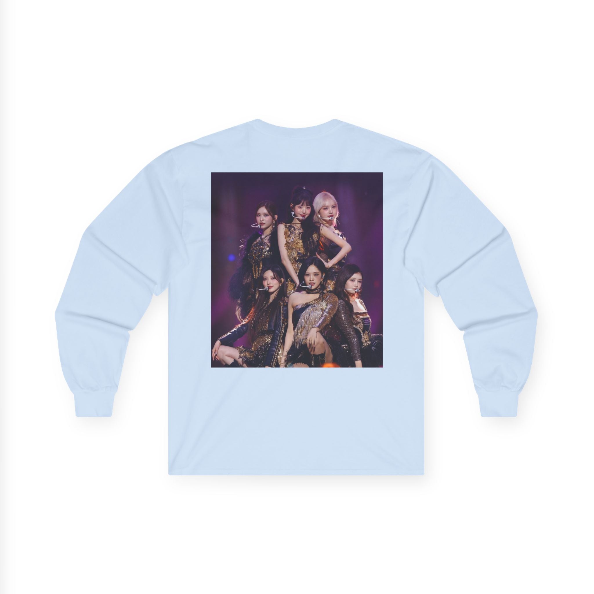 K-Pop Girl Group Photo Long Sleeve Tee — Pink Logo & Stage Print