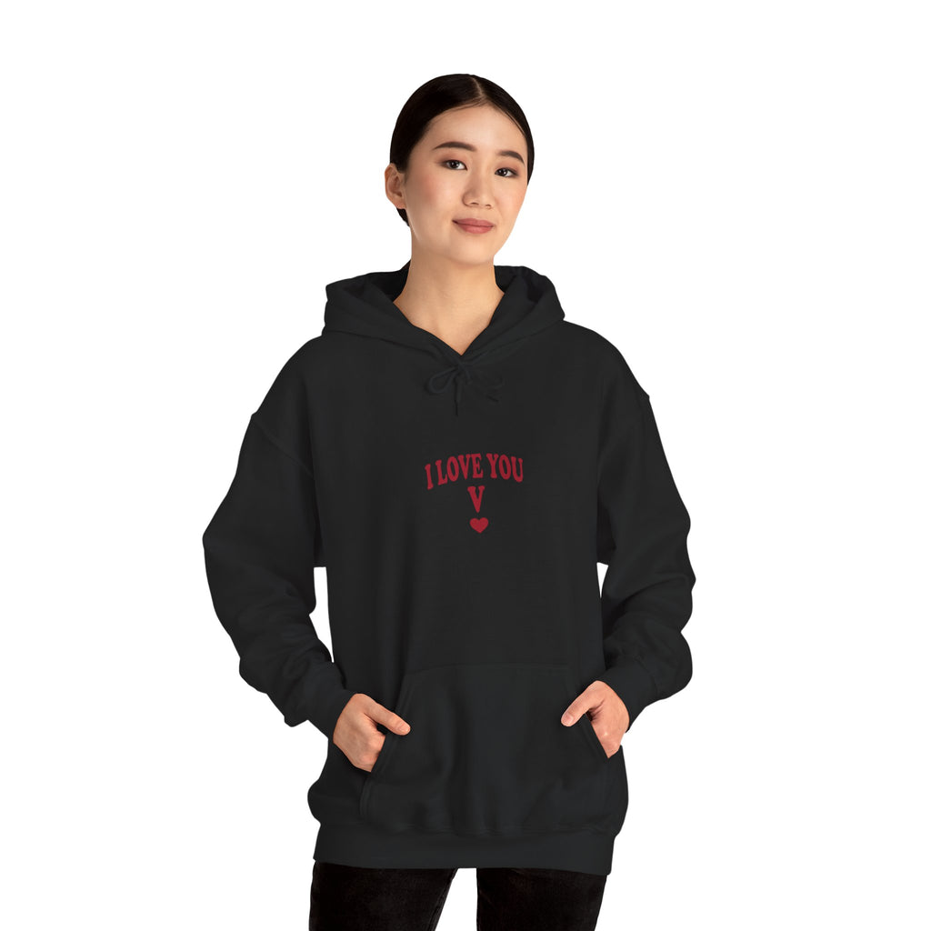 I Love You V heart Hoodie | Y2K slogan, nostalgic typography