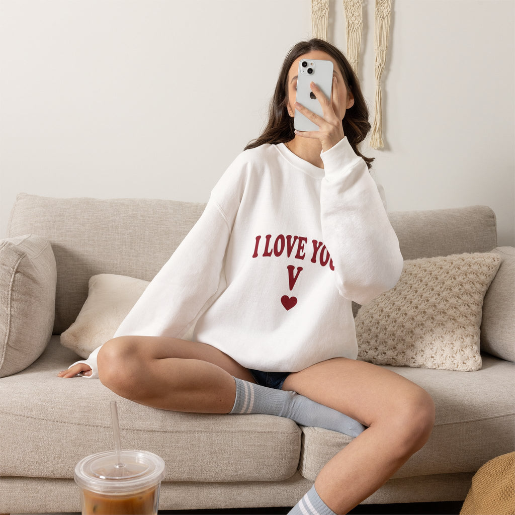 I Love You V sweatshirt | Y2K slogan, nostalgic typography