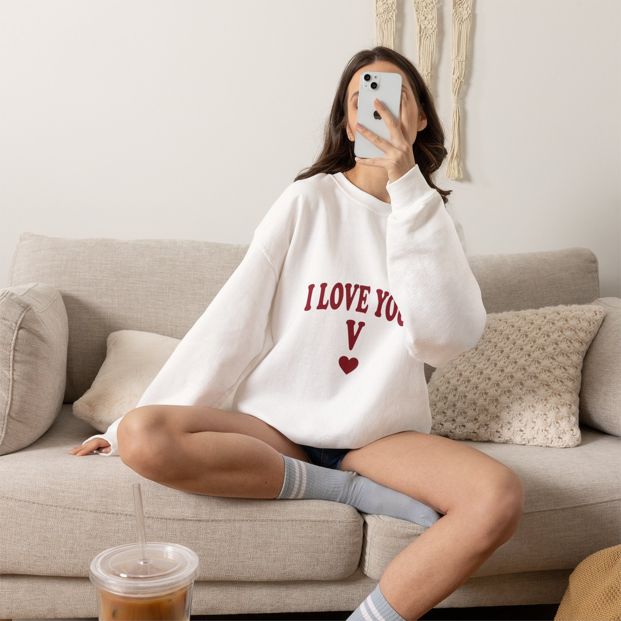 I Love You V sweatshirt | Y2K slogan, nostalgic typography