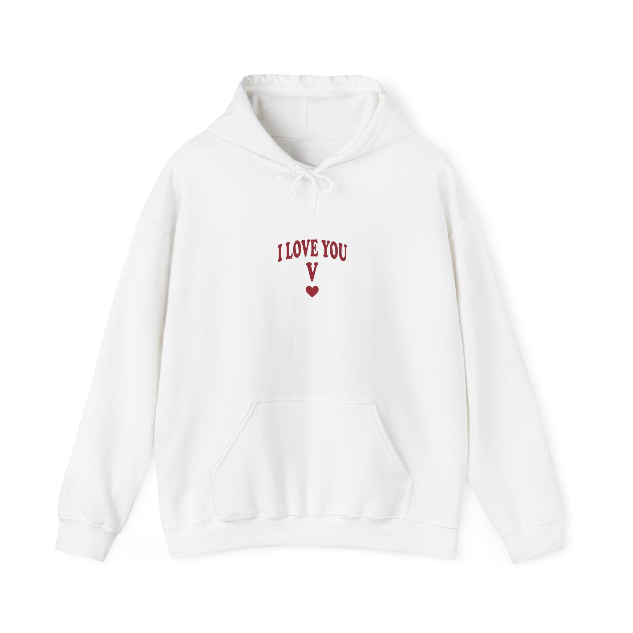 I Love You V heart Hoodie | Y2K slogan, nostalgic typography