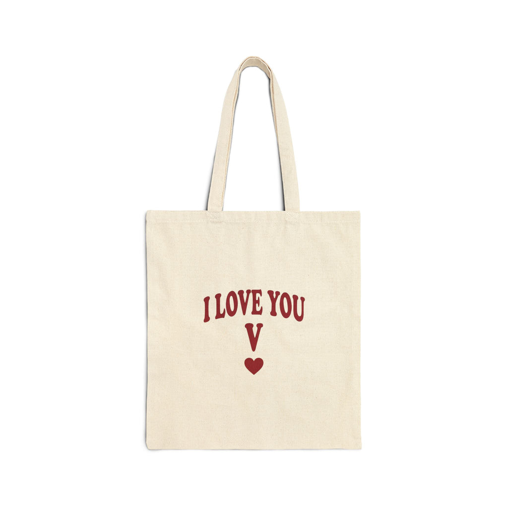 I Love You V heart tote | Y2K slogan canvas tote