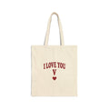 I Love You V heart tote | Y2K slogan canvas tote