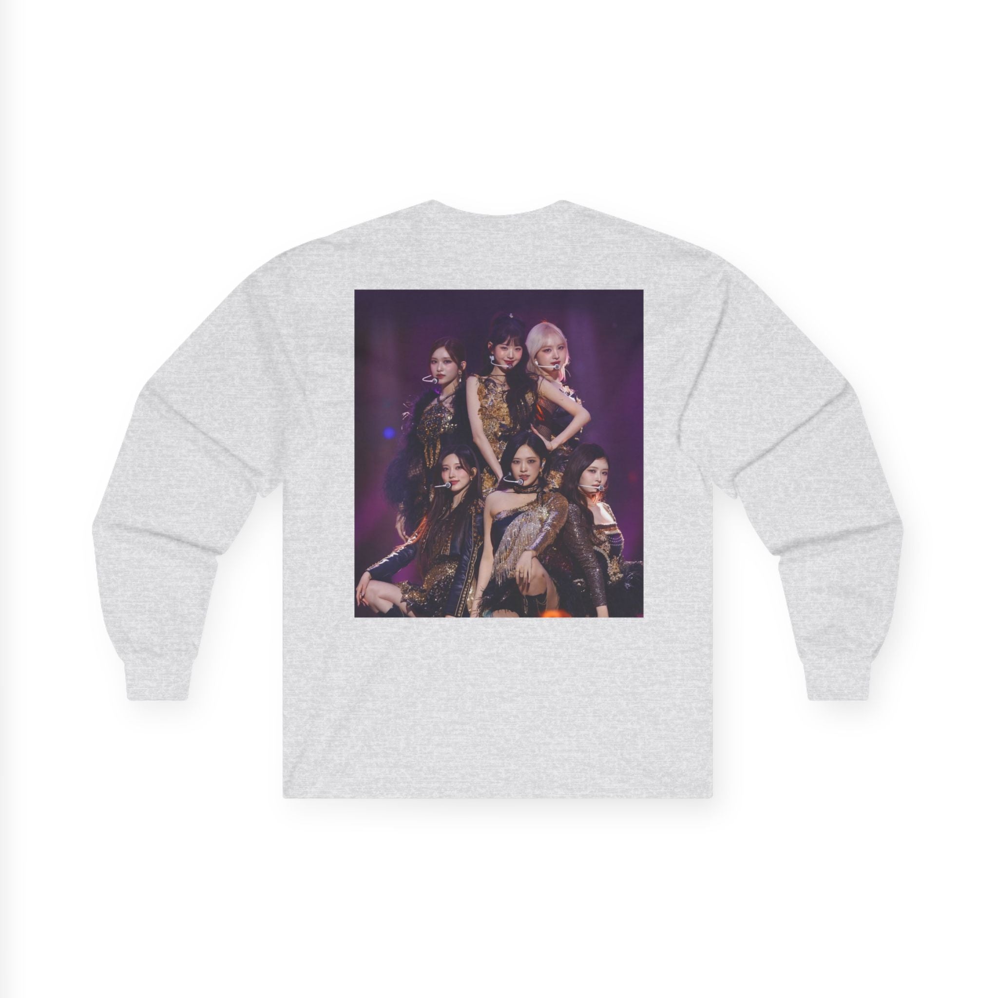 K-Pop Girl Group Photo Long Sleeve Tee — Pink Logo & Stage Print
